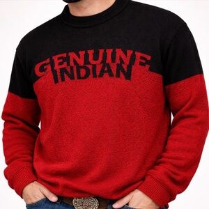 Indian Motorcycle Genuine Indian Logo Sweater Red Black Colorblock Size Large